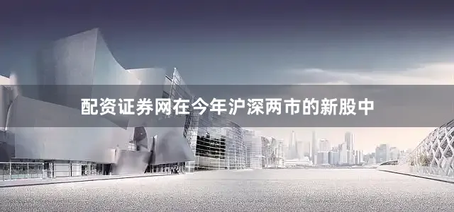 配资证券网在今年沪深两市的新股中